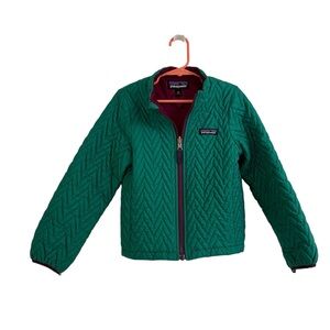 Patagonia Kids Teal Quilted Jacket with Purple Liner